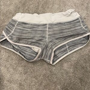 Striped Gray and White Athletic Shorts